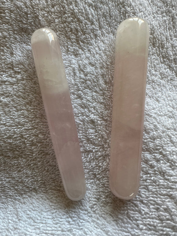 Rose Quartz Wands - Pair for Gua Sha FaceTherapy and Reflexology